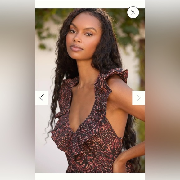 Anthropologie Open Back Ruffle Mini Dress | Size M | Boho Print - Picture 3 of 11